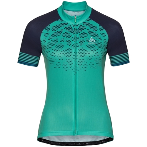 Odlo Stand-Up Collar S/S Full Zip Fujin Print W Dubarry/Crystal Teal - Image 3