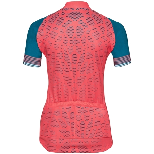 Odlo Stand-Up Collar S/S Full Zip Fujin Print W Dubarry/Crystal Teal - Image 2