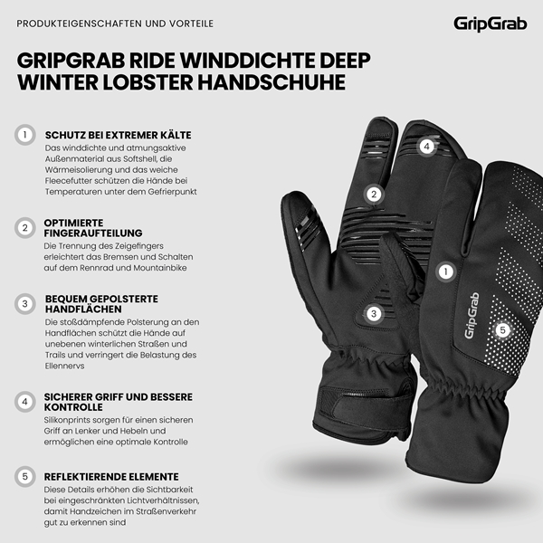 Gripgrab Ride Windproof Deep Winter Lobster Gloves - Image 2