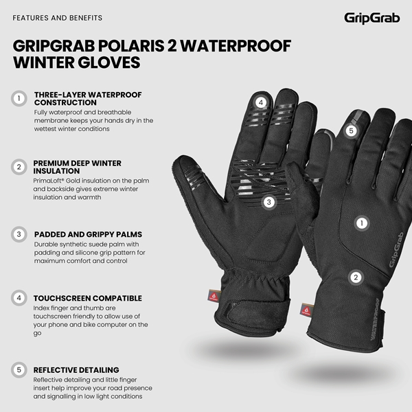 Gripgrab Polaris 2 Waterproof Winter Gloves - Image 2