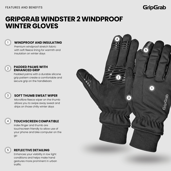 Gripgrab Windster 2 Windproof Winter Gloves - Image 2