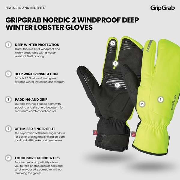 Gripgrab Nordic 2 Windproof Deep Winter Lobster Gloves - Image 11