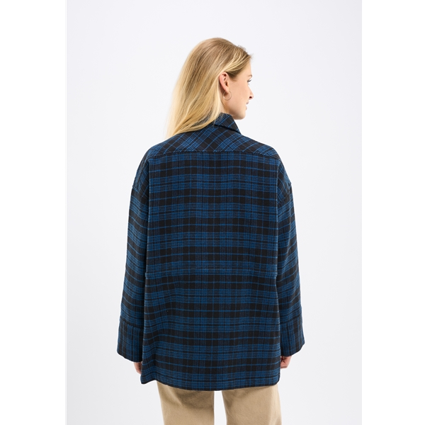 Knowledgecotton Apparel Oversized Checked Cotton Button Overshirt - Image 4