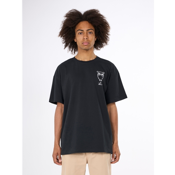 Knowledgecotton Apparel Loose Camp Front Print T-Shirt - Gots